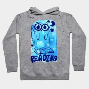 Reading Watercolor Cat Hoodie